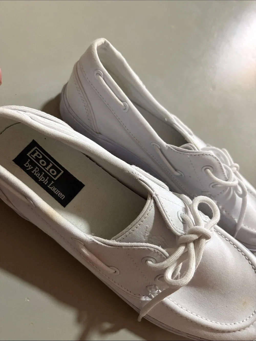 Polo by Ralph Lauren Men’s White Canvas Boat Shoes